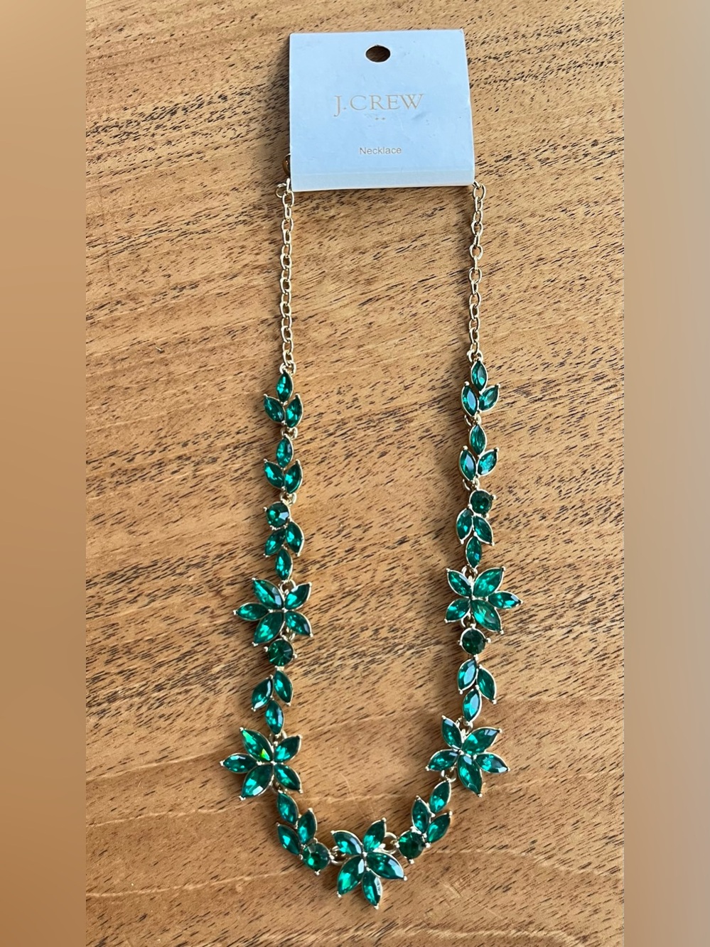 J. Crew Green Floral Crystal Statement Necklace